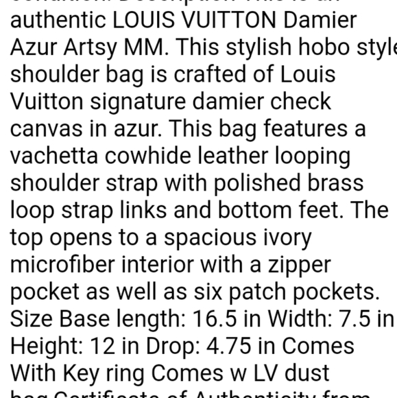 Authentic Louis Vuitton Azur Artsy MM bag - Picture 2 of 2